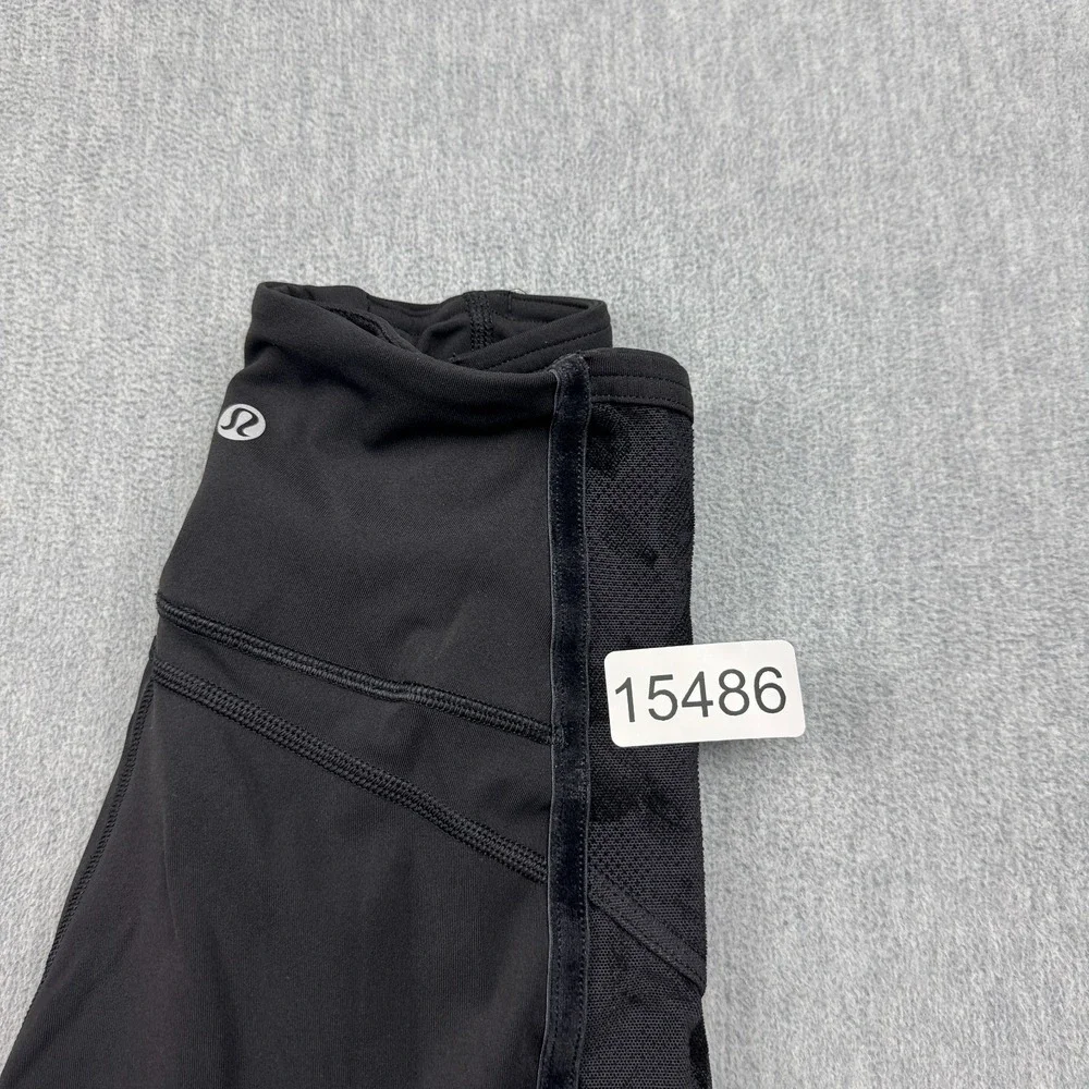Lululemon Leggings Womens 2 Black Velvet Wunder Under Crop High-Rise Flocked Gym